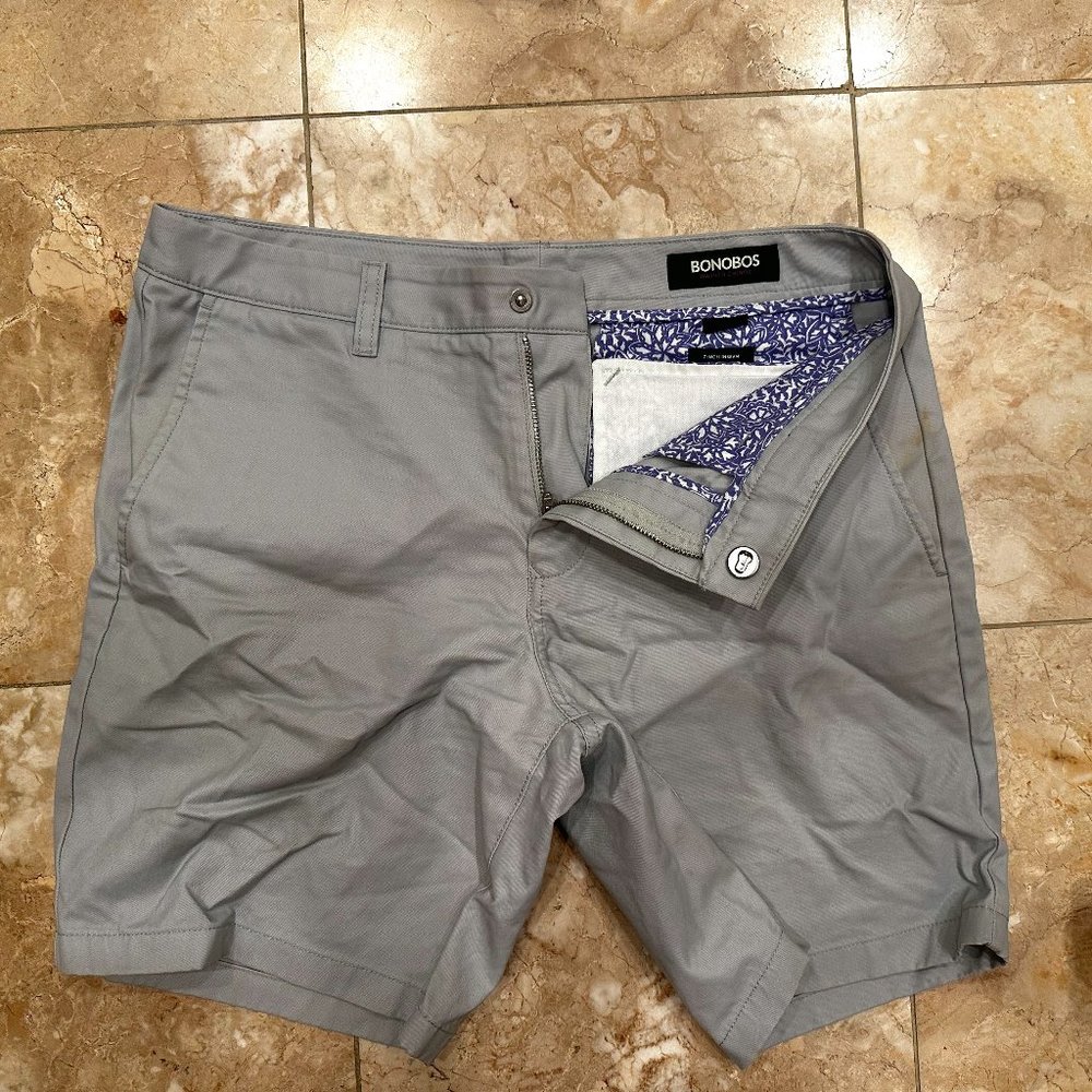 Bonobos Washed Chino Light Grey 7" 30 waist